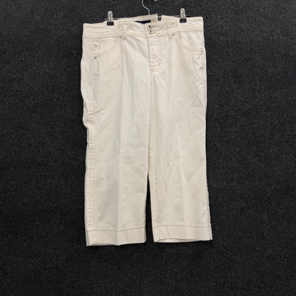 Bandolino Blu Womens Cream Cropped Pants Straight Leg Capris Size 10